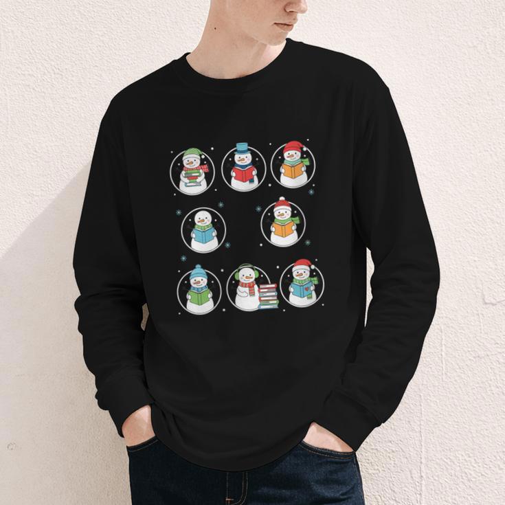 Literary Winter Reading Snowmen Cozy Book Lover Pattern Youth Long Sleeve Tee Literary Winter Reading Snowmen Cozy Book Lover Pattern Youth Long Sleeve Tee