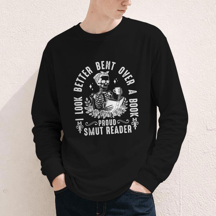 I Look Better Bent Over a Book Proud Smut Reader Skeleton Youth Long Sleeve Tee