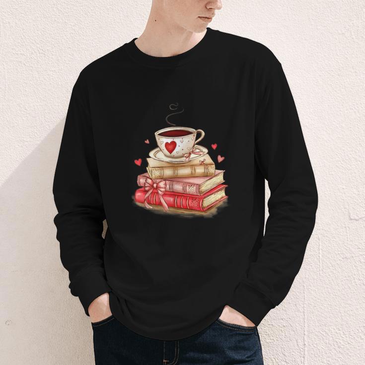 Love Book Coffee Heart Coquette Bow Valentines Day Youth Long Sleeve Tee Love Book Coffee Heart Coquette Bow Valentines Day Youth Long Sleeve Tee