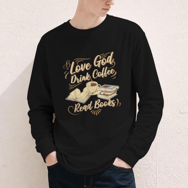 Love God Drink Coffee Read Books Christian Tee Youth Long Sleeve Tee