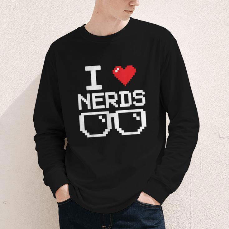 I Love Nerds I Heart Nerds For Science Book Knowledge Geeks Youth Long Sleeve Tee