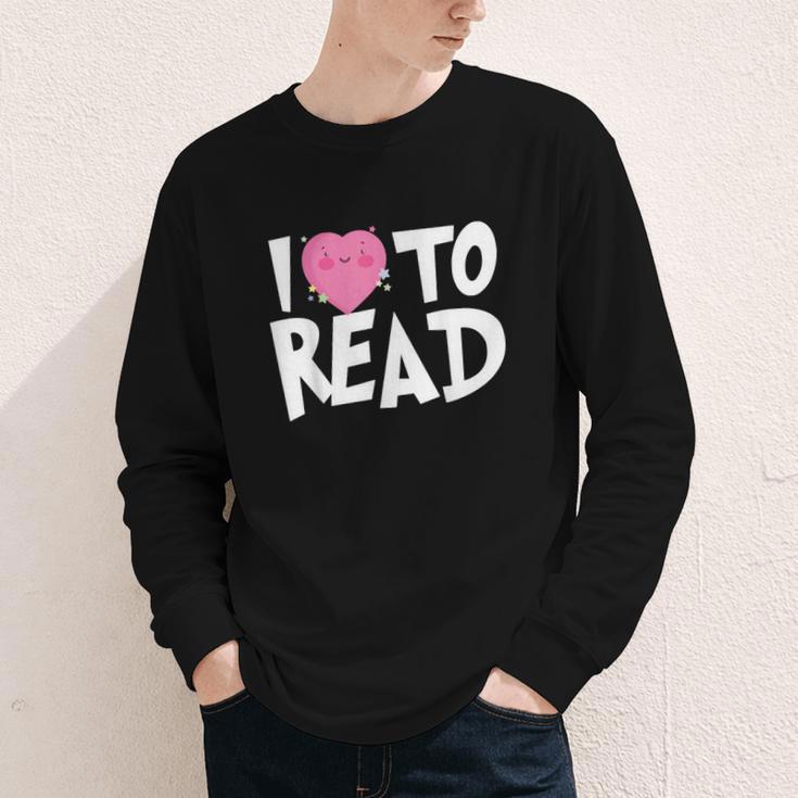 I LOVE TO READ Reading Books Bookworm Library Day Novelty Youth Long Sleeve Tee