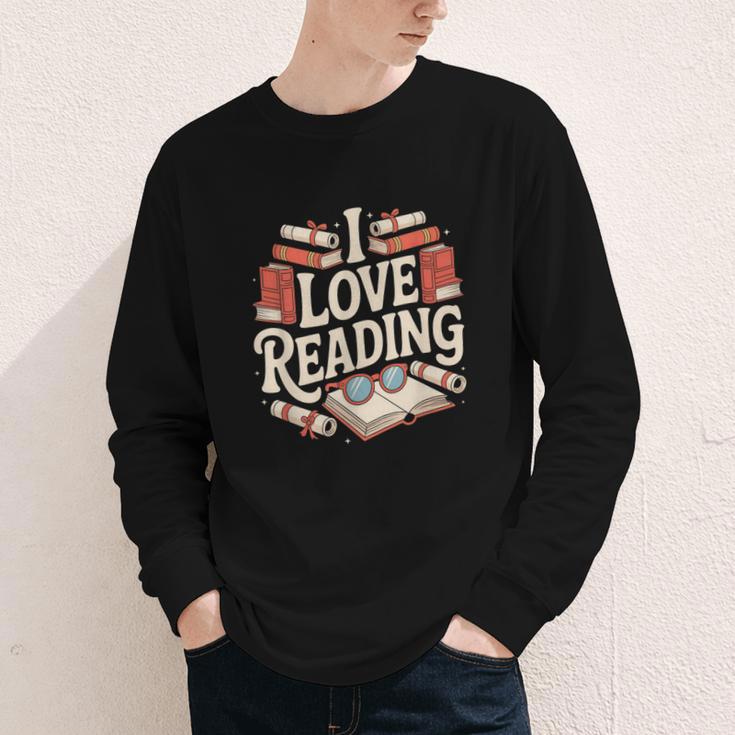 I Love Reading Books Literature Enthusiast Fun Youth Long Sleeve Tee