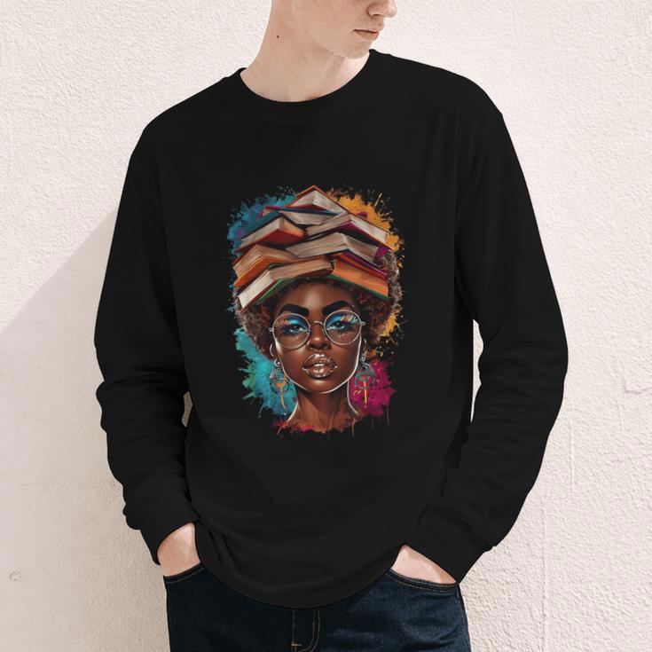 Melanin Girl Afro Book Lover Librarian Teacher Student Youth Long Sleeve Tee Melanin Girl Afro Book Lover Librarian Teacher Student Youth Long Sleeve Tee