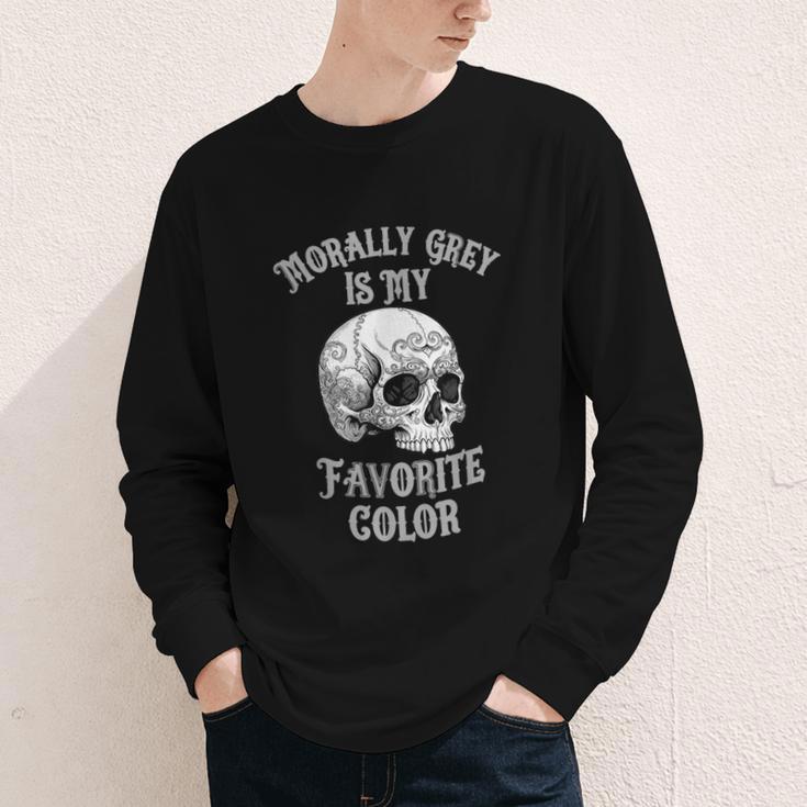 Morally Grey Is My Favorite Color Bookish Skull Youth Long Sleeve Tee