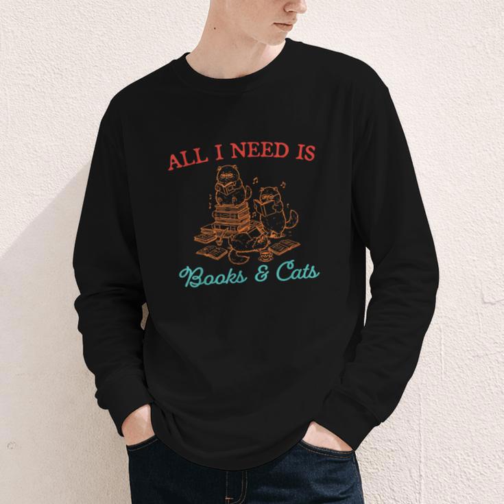 All I Need Is Books & Cats Cozy Youth Long Sleeve Tee