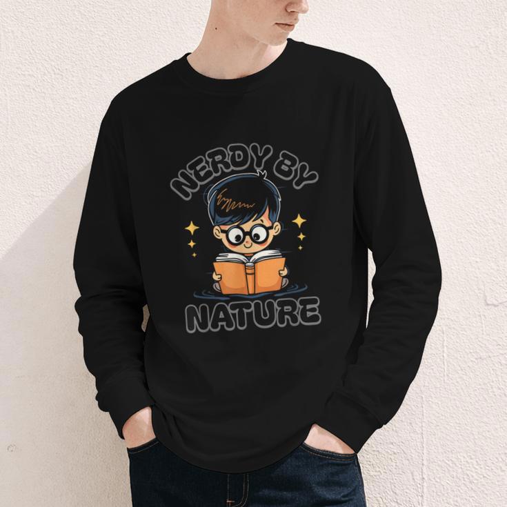 Nerdy By Nature Chibi Cute Book Lover Youth Long Sleeve Tee