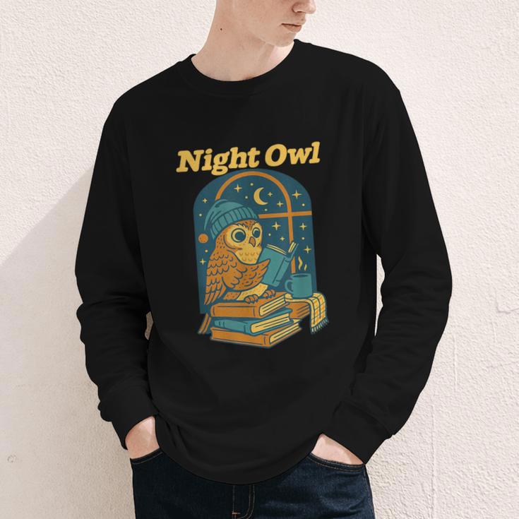 Night Owl Cozy Reading Tea Coffee Lover Bookworm Cute Youth Long Sleeve Tee Night Owl Cozy Reading Tea Coffee Lover Bookworm Cute Youth Long Sleeve Tee