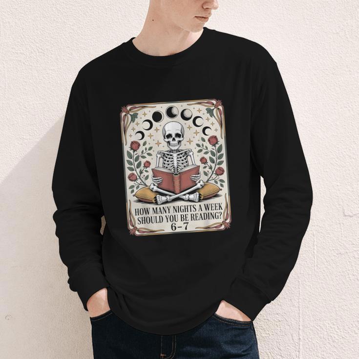 How Many Nights Reading Meme 6 7 Book Lover Youth Long Sleeve Tee