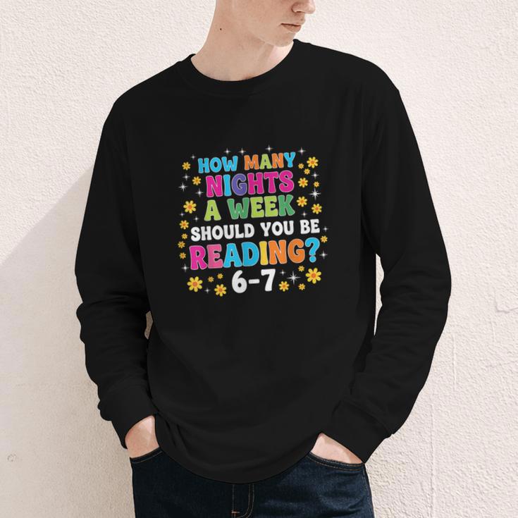 How Many Nights A Week Should You Be Reading 6-7 Book Lovers Youth Long Sleeve Tee