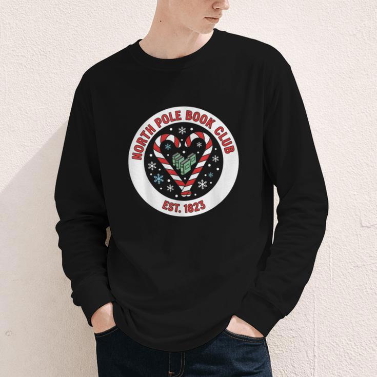 North Pole Book Club Shirt Candy Cane Christmas Youth Long Sleeve Tee