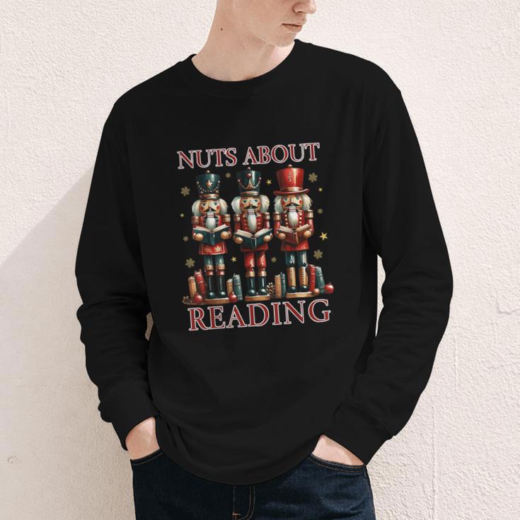Nuts About Reading Nutcracker Reading Book Lover Christmas Youth Long Sleeve Tee