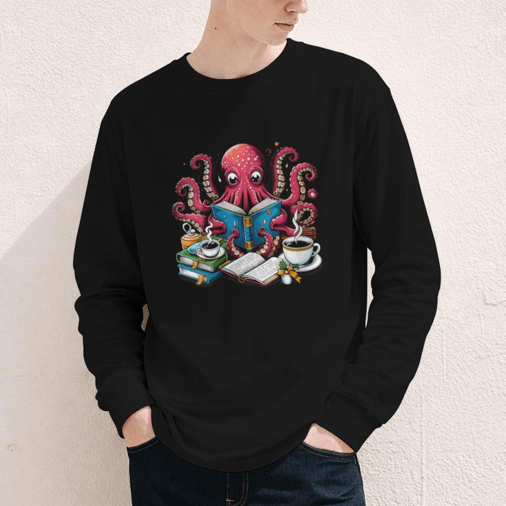 Octopus Reading Book Coffee Lover Bookaholic Bookworm Reader Youth Long Sleeve Tee Octopus Reading Book Coffee Lover Bookaholic Bookworm Reader Youth Long Sleeve Tee