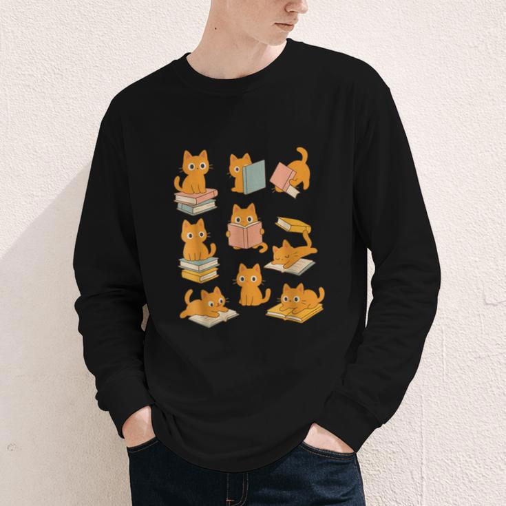 Orange Cats Reading Books Cat Lover Youth Long Sleeve Tee Orange Cats Reading Books Cat Lover Youth Long Sleeve Tee