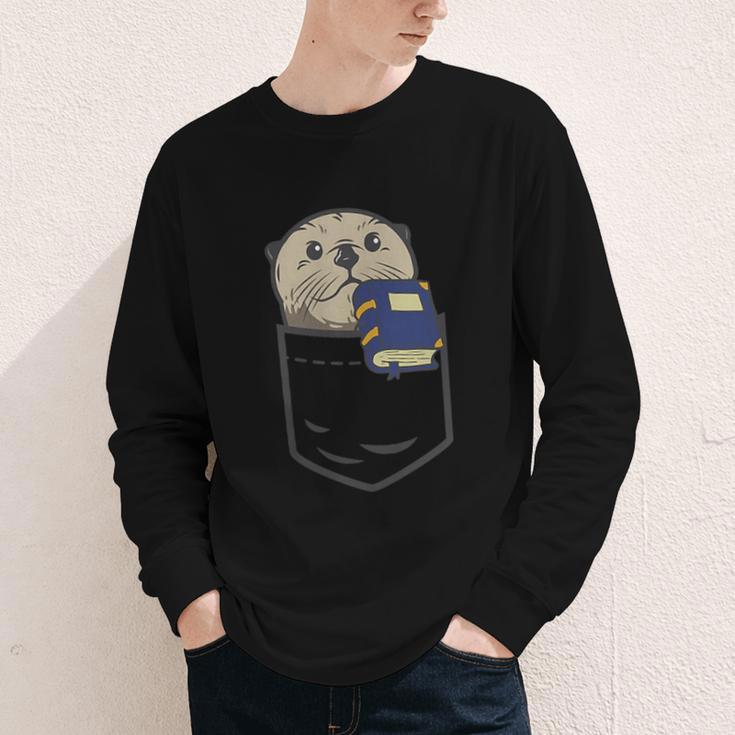 Otter Cute Read Reading Book Librarian Across America Kids Youth Long Sleeve Tee