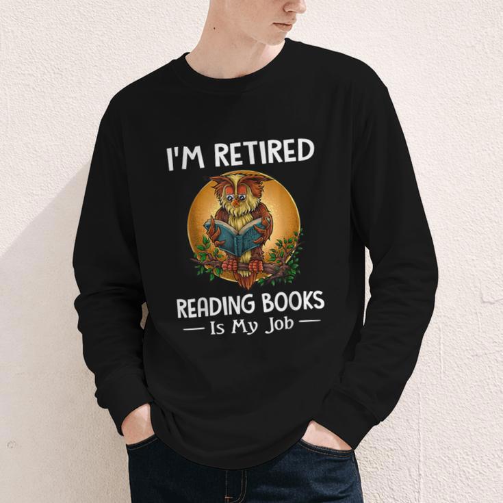 Owl I'm Retired Reading Books Is My Job Youth Long Sleeve Tee