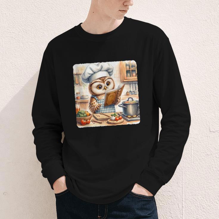 Owl Learning To Cook With Cookbook Chef Apron Stove Cooking Youth Long Sleeve Tee Owl Learning To Cook With Cookbook Chef Apron Stove Cooking Youth Long Sleeve Tee