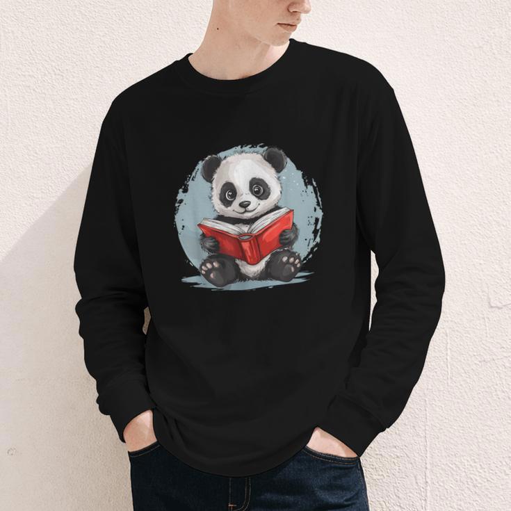 Panda With Book For Reading Enthusiasts Youth Long Sleeve Tee