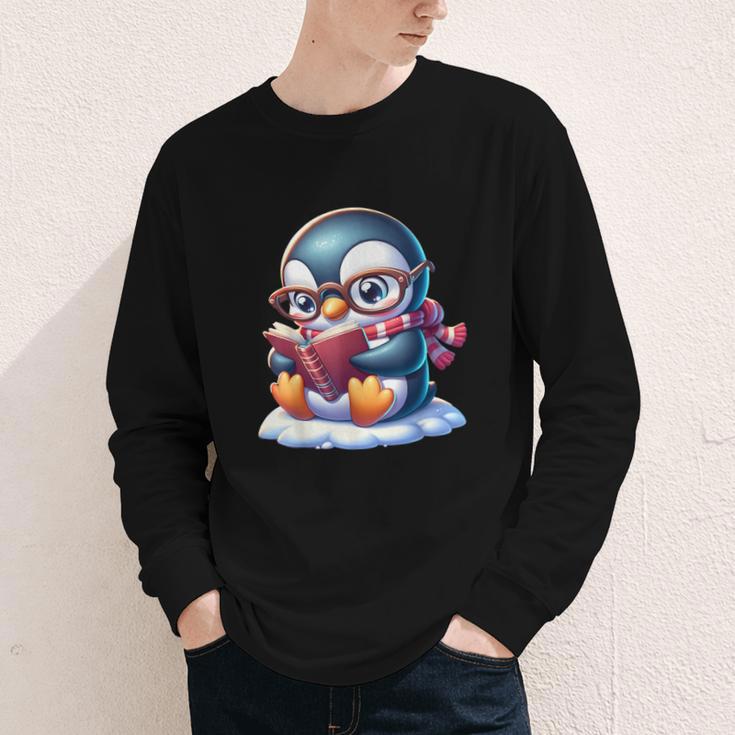 Penguin Reading a Book Animal Youth Long Sleeve Tee
