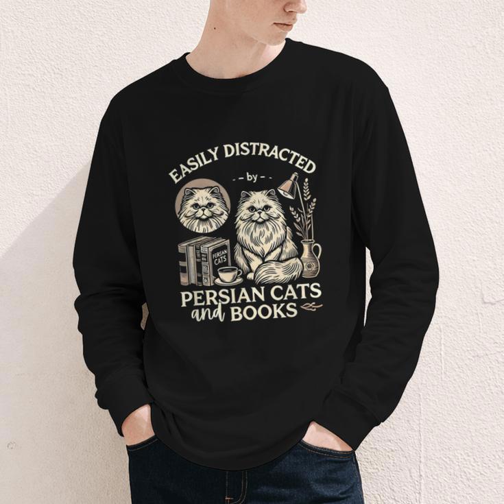 Persian Cat Persian Cats Persian Cats And Books For Men Women Kids Youth Long Sleeve Tee