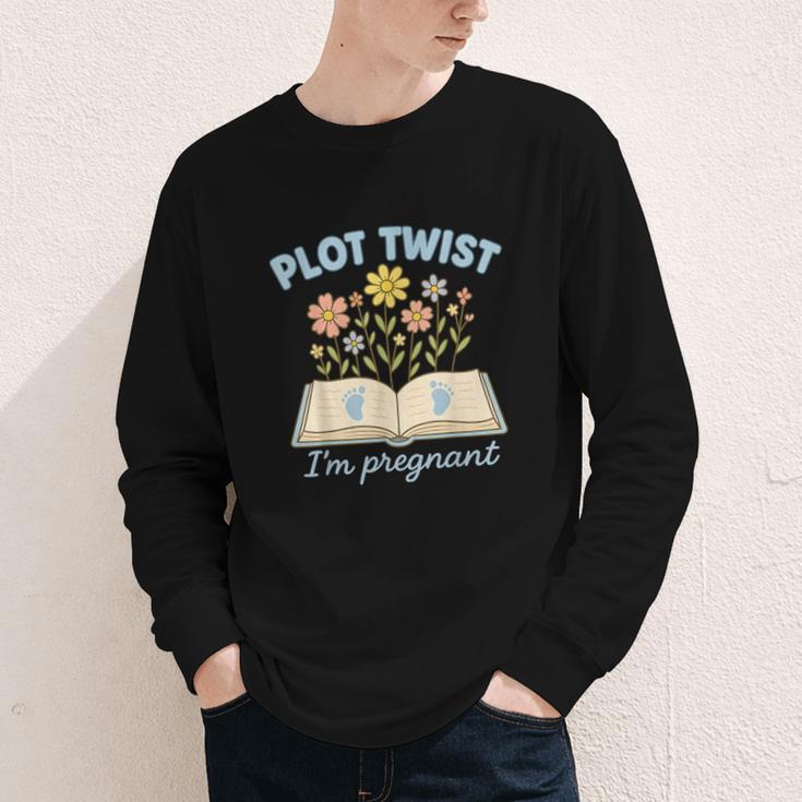 Plot Twist I'm Pregnant Literary Pregnancy Announcement Book Youth Long Sleeve Tee