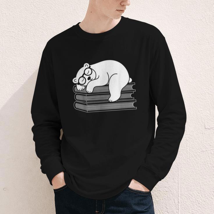 Polar Bear Reading Book Pajama Sleep Youth Long Sleeve Tee