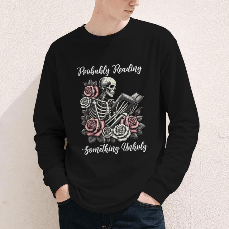 Probably Reading Something Unholy Book Lovers Youth Long Sleeve Tee