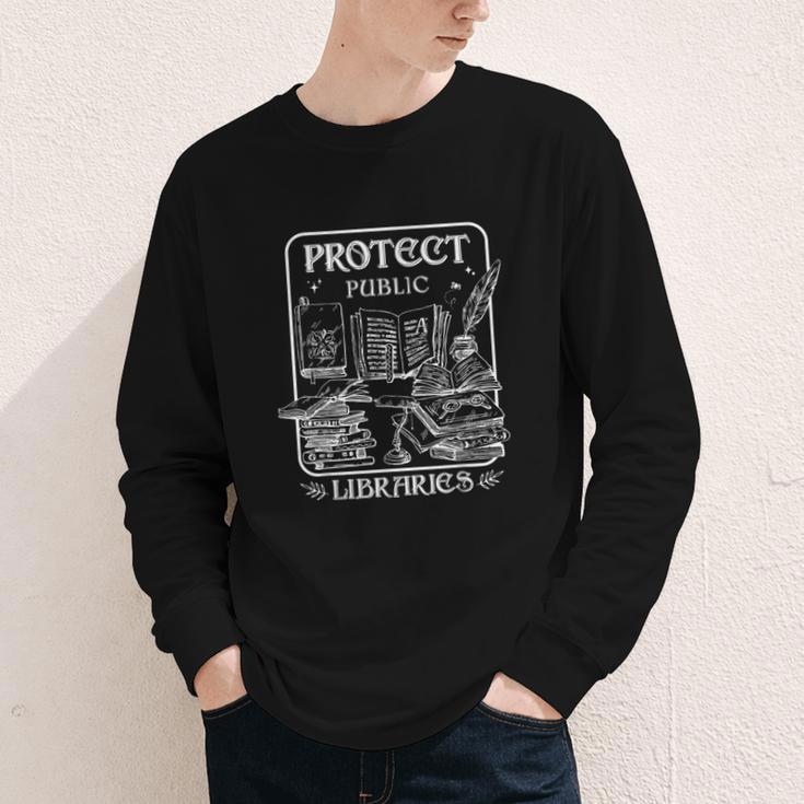 Protect Public Libraries Support Local Librarian Book Lover Youth Long Sleeve Tee