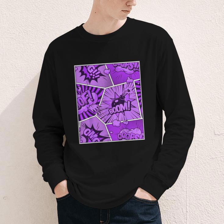 Purple Comic Book Purple Color Graphic Youth Long Sleeve Tee