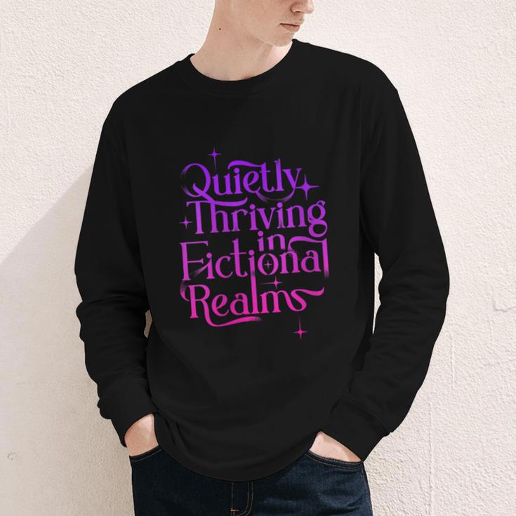 Quietly Thriving In Fictional Realms Book Lovers Youth Long Sleeve Tee