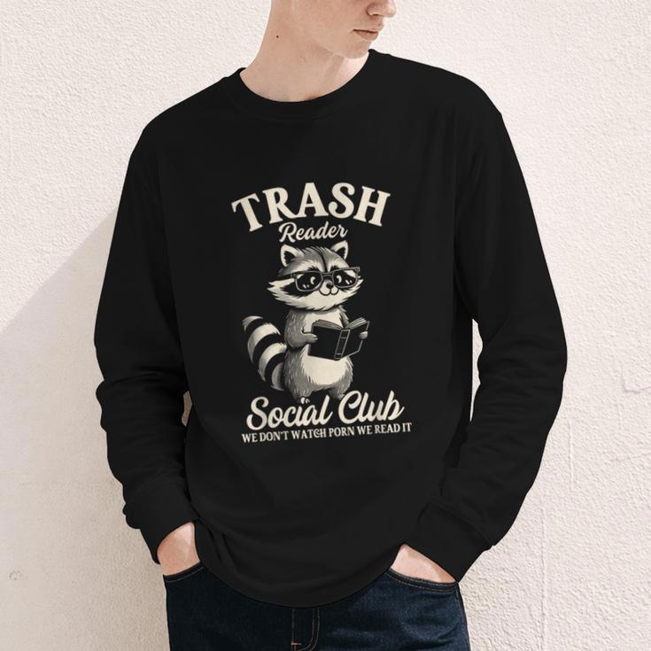 Raccoon Bookworm Readers Library Smut Reader Spicy Book Romance Rash Reader Social Club Youth Long Sleeve Tee