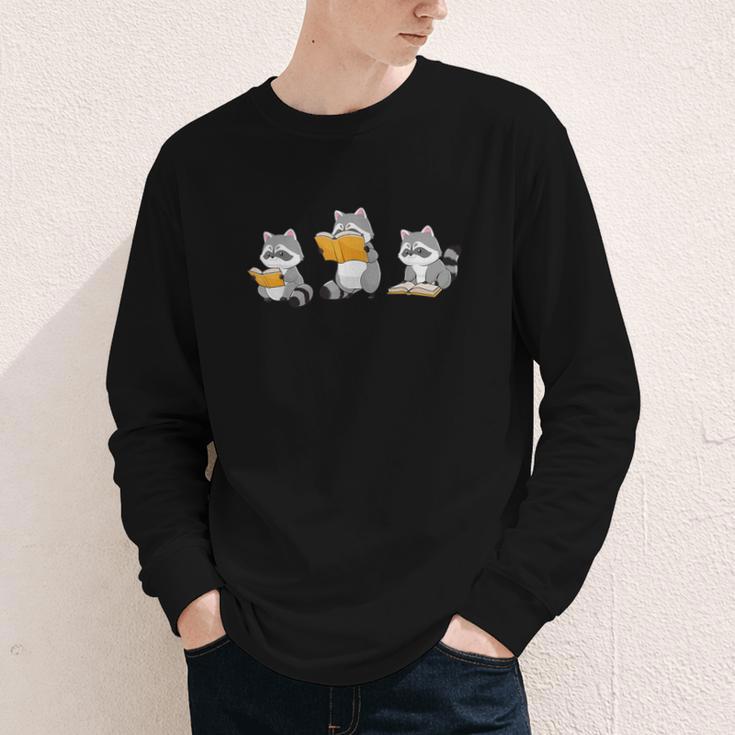 Raccoons Reading Books Raccoon Bookish Bookworm Raccoon Book Youth Long Sleeve Tee