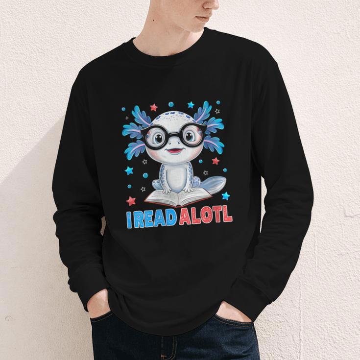 I Read Alotl Cute Axolotl Reading Book Lover Youth Long Sleeve Tee