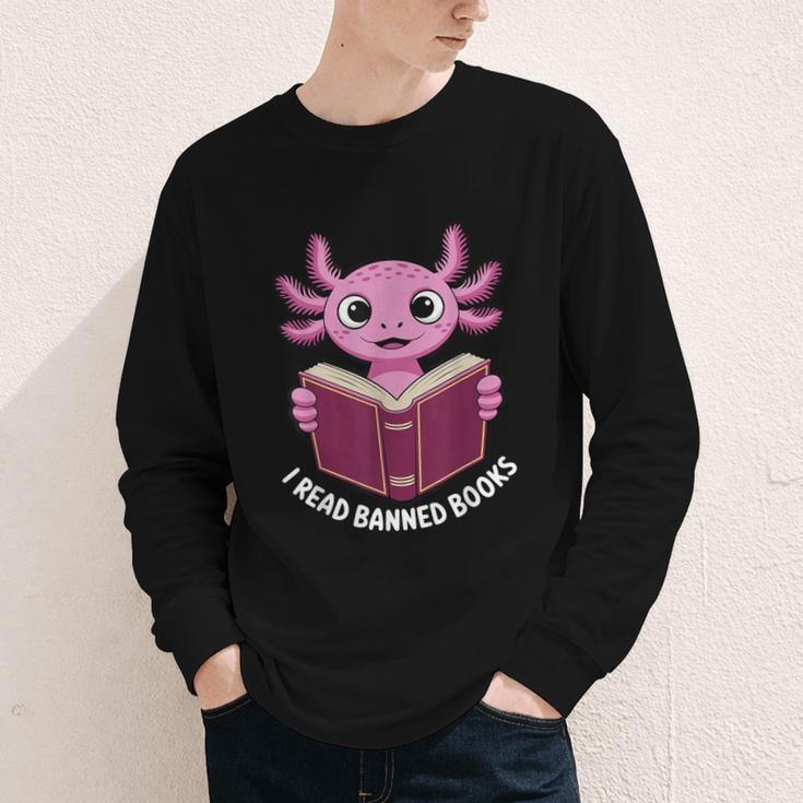 I Read Banned Books Axolotl Reading Youth Long Sleeve Tee
