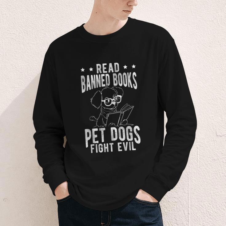 Read Banned Books PET DOGS FIGHT EVIL Read Books Reader Youth Long Sleeve Tee Read Banned Books PET DOGS FIGHT EVIL Read Books Reader Youth Long Sleeve Tee