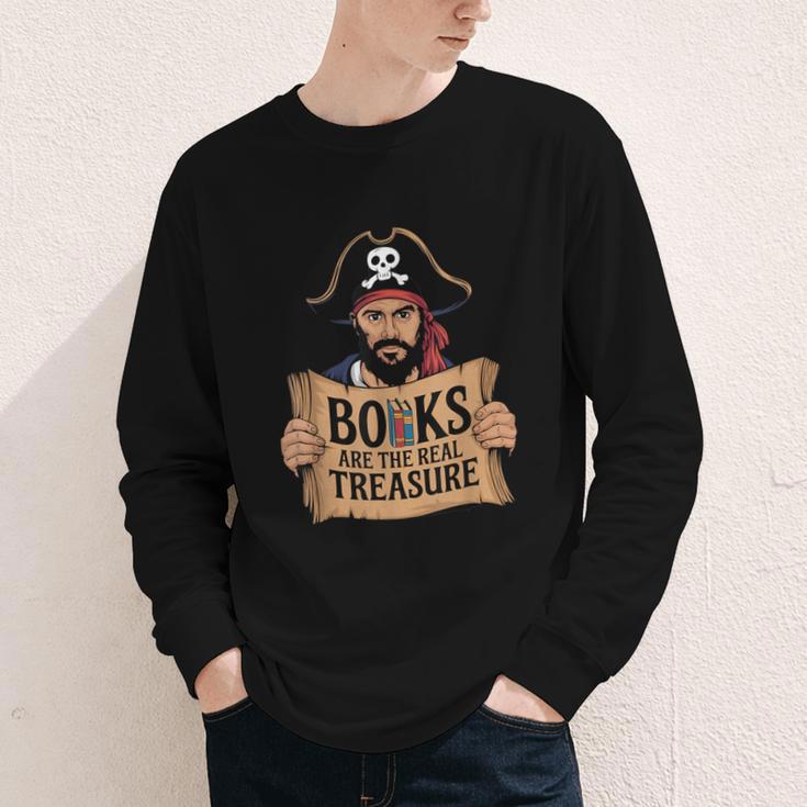 Read Book Reader Library Reading Librarian Pirate Bookworm Youth Long Sleeve Tee