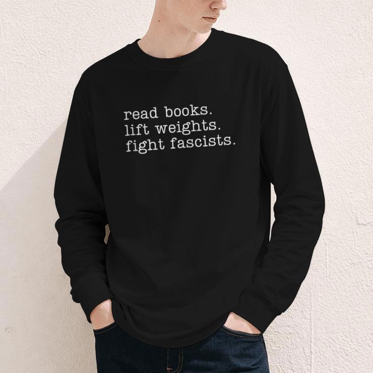Read Books Lift Weights Fight Fascists Youth Long Sleeve Tee