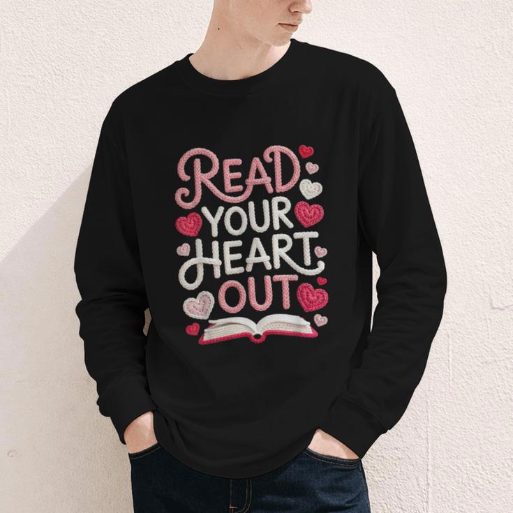 Read Your Cute Heart Out Teacher Librarian Love Reading Book Youth Long Sleeve Tee