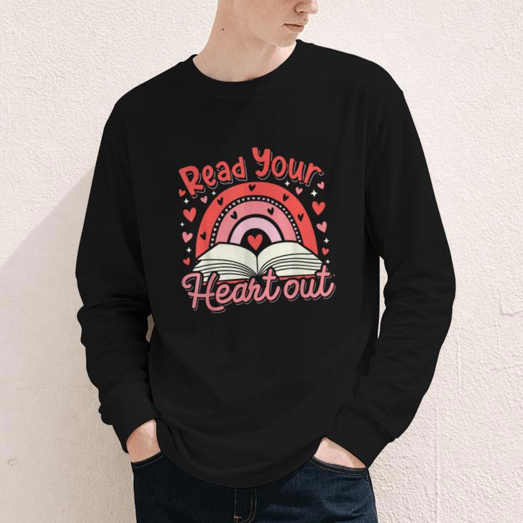 Read Your Heart Out Book Valentines Day Reading Teacher Youth Long Sleeve Tee