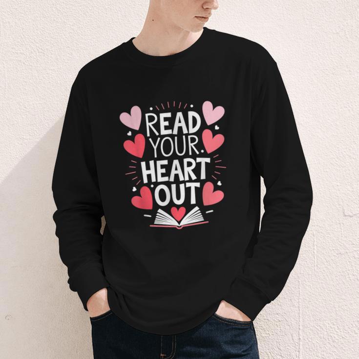 Read Your Heart Out Teacher Reading Book Love Valentines Day Youth Long Sleeve Tee