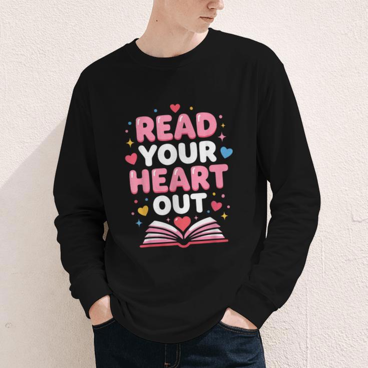 Read Your Heart Out Valentine Reading Book For Kid Teacher Youth Long Sleeve Tee