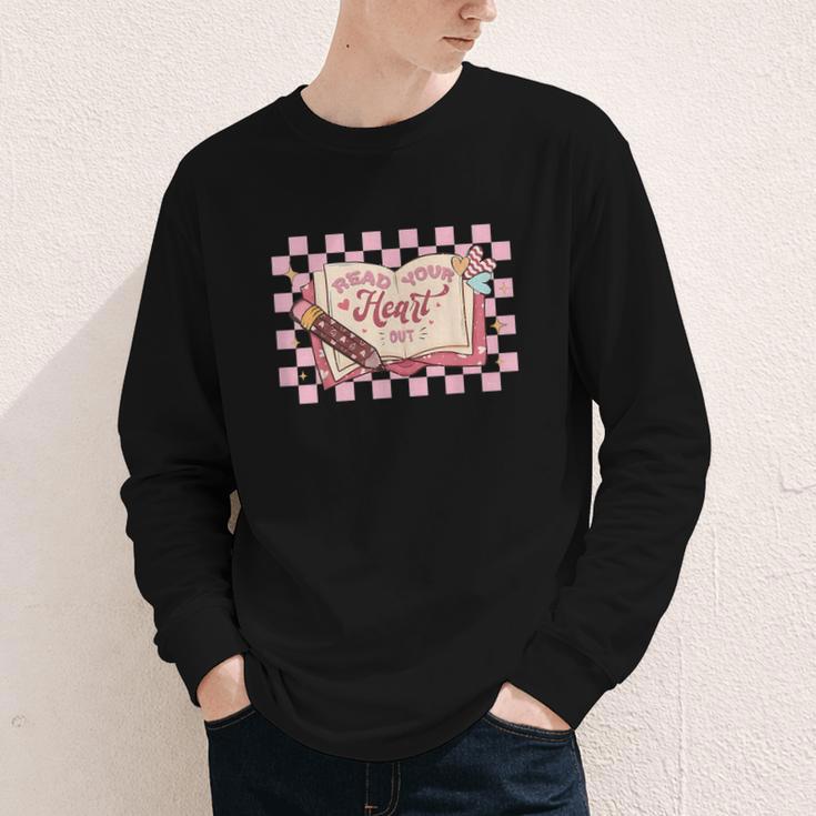 Read Your Heart Out Valentine Reading Book Teacher Student Youth Long Sleeve Tee