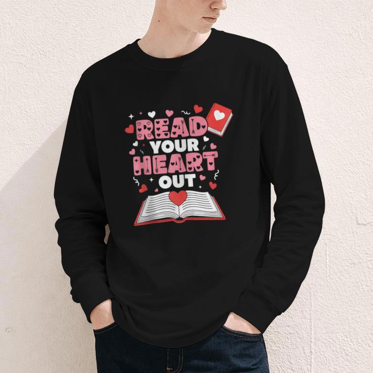 Read Your Heart Out Valentines Day Reading Book Kids Teacher Youth Long Sleeve Tee