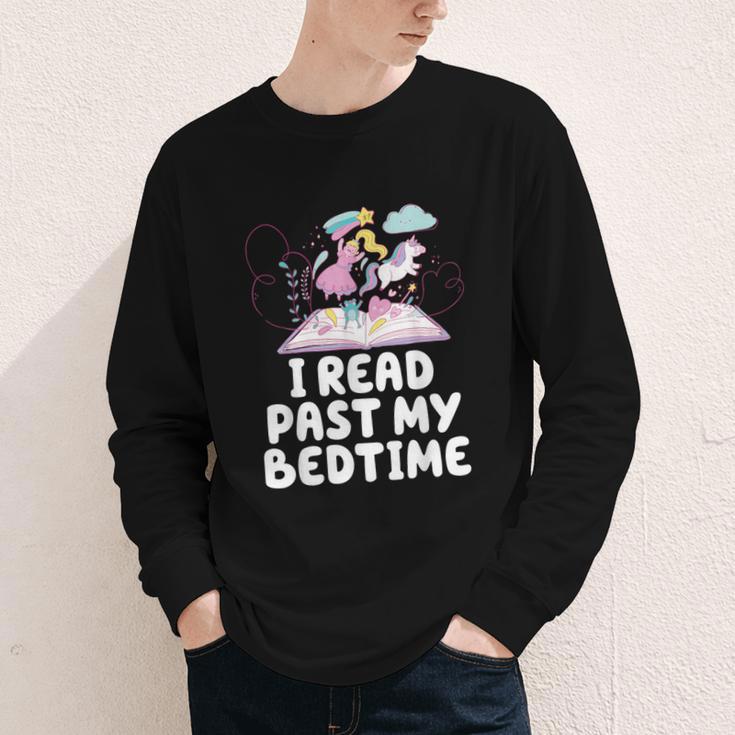 I Read Past My Bedtime Reading Unicorn Book Lover Youth Long Sleeve Tee