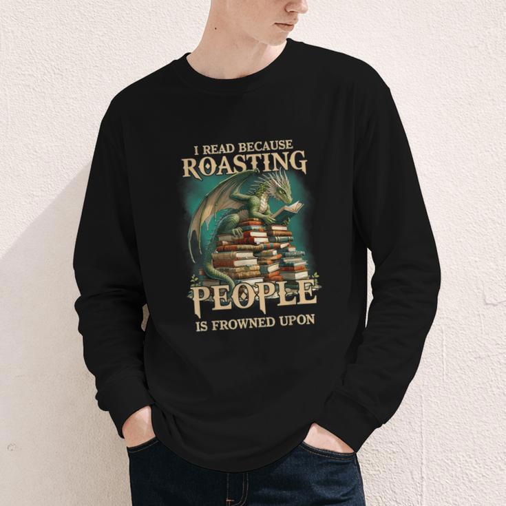I Read Because Roasting People Is Frowned Upon Dragon Book Youth Long Sleeve Tee