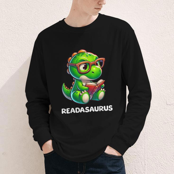 Readasaurus Reading Dinosaur Book Reader Bookworm Youth Long Sleeve Tee