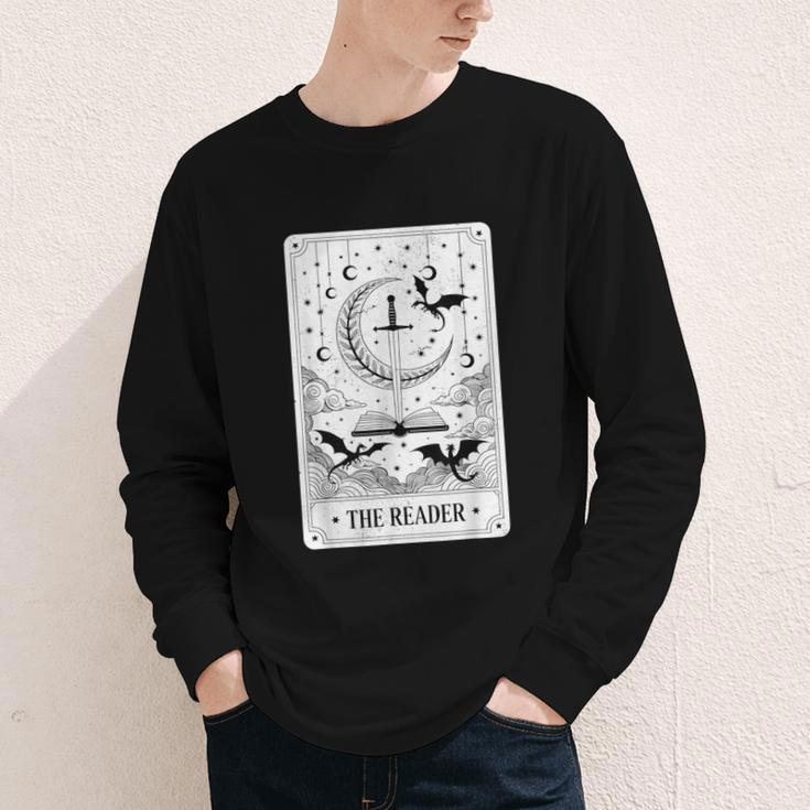 The Reader Tarot Card Bookworm Books Lover Dragon Librarians Youth Long Sleeve Tee