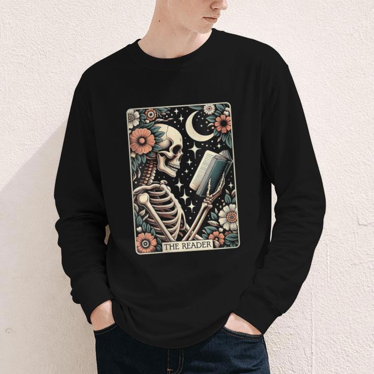 The Reader Tarot Card Skeleton Reading Book Bookworm Bookish Youth Long Sleeve Tee The Reader Tarot Card Skeleton Reading Book Bookworm Bookish Youth Long Sleeve Tee