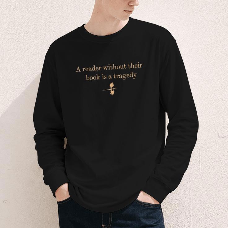 A Reader Without Their Book Is Tragedy Book Reading Dragon Youth Long Sleeve Tee