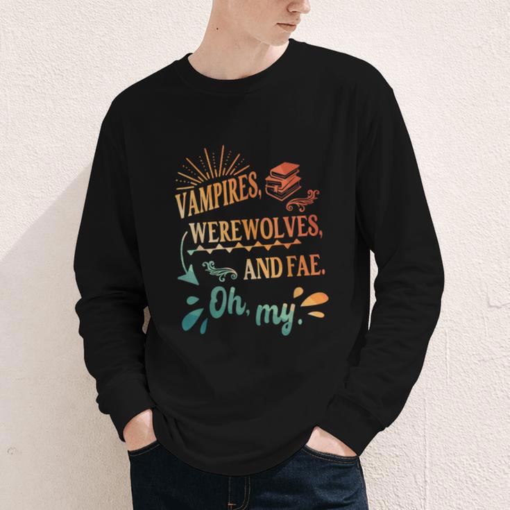 Readers Books Lovers BFF Books Club Paranormal Romance Reading Book Vampires Werewolves & Fae -Adults Short Sleeve Youth Long Sleeve Tee